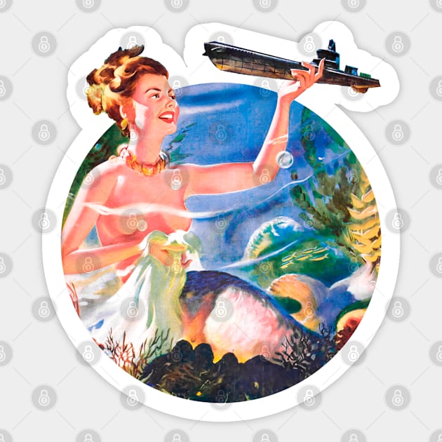 underwater girl retro vintage Sticker by REVISTANGO